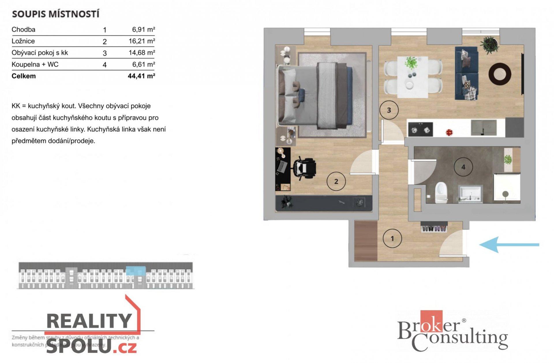 Prodej bytu 2+kk  v nové rezidenci Pod Malechovem – Český Brod