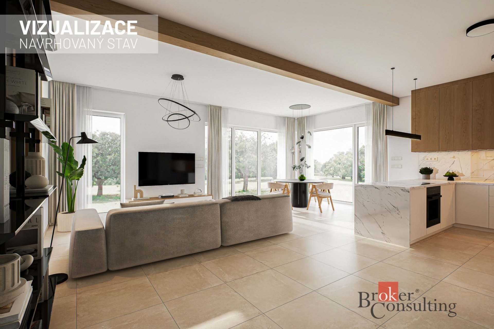 Prodej novostavby rodinného domu/bytu 5+kk, 160m² plochy s garáží, z roku 2026, 30 minut východně od