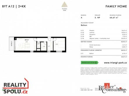 Pronájem bytu, 2+kk, 53 m²