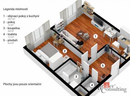 Prodej bytu, 2+kk, 54 m²