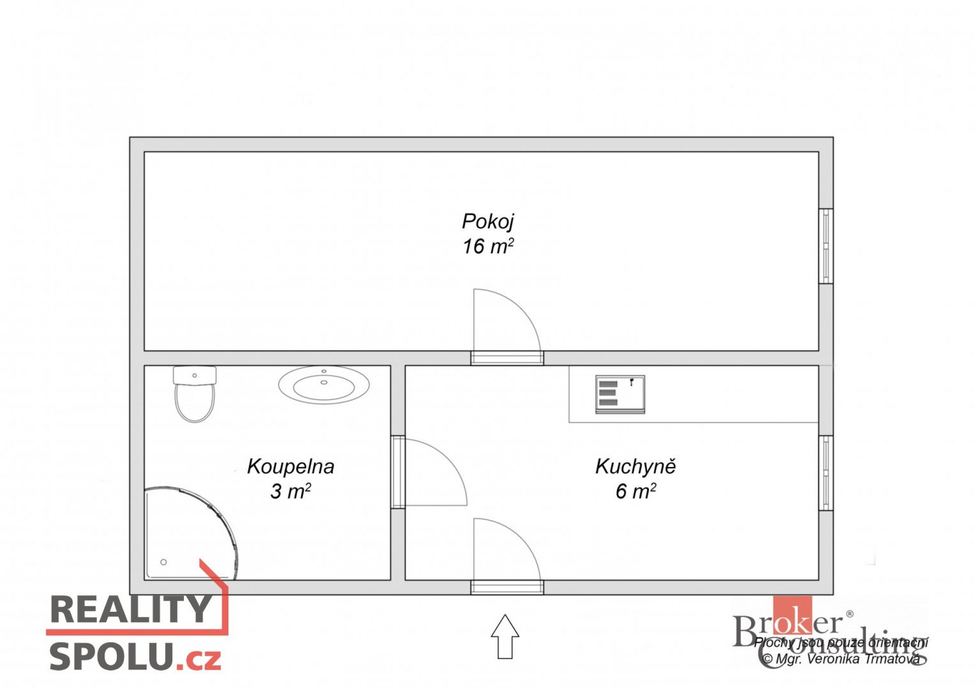 Pronájem, byty/1+1, 25 m2, Třebízského 976/21, 37006 České Budějovice, České Budějovice [ID 80362]