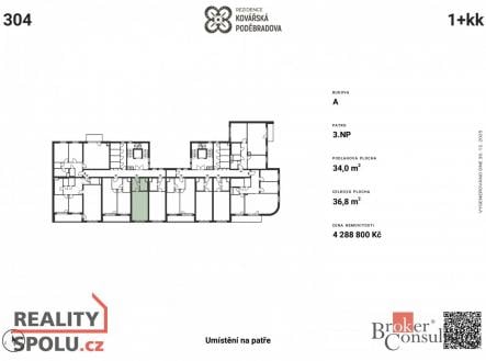 Prodej bytu, 1+kk, 32,57 m²