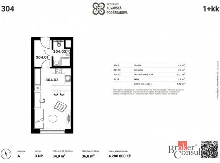 Prodej bytu, 1+kk, 32,57 m²