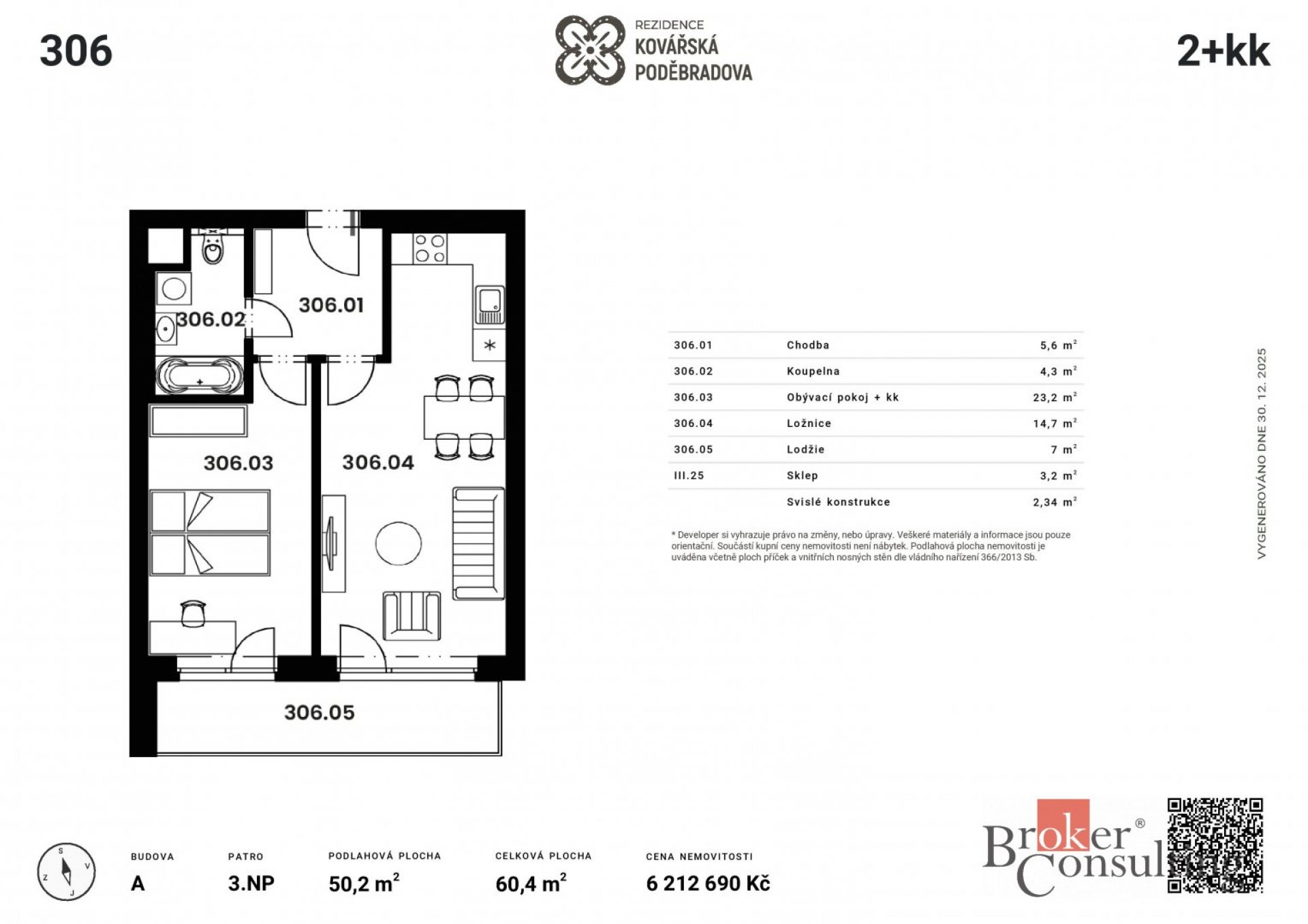 Prodej, byty/2+kk, 47 m2, Kovářská 330/10, Jižní Předměstí, 30100 Plzeň 3 [ID 80548]