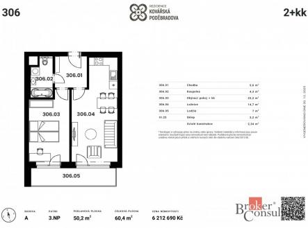 Prodej bytu, 2+kk, 50 m²