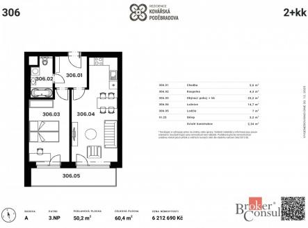 Prodej bytu, 2+kk, 50 m²