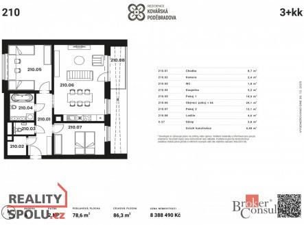 Prodej bytu, 3+kk, 78,6 m²