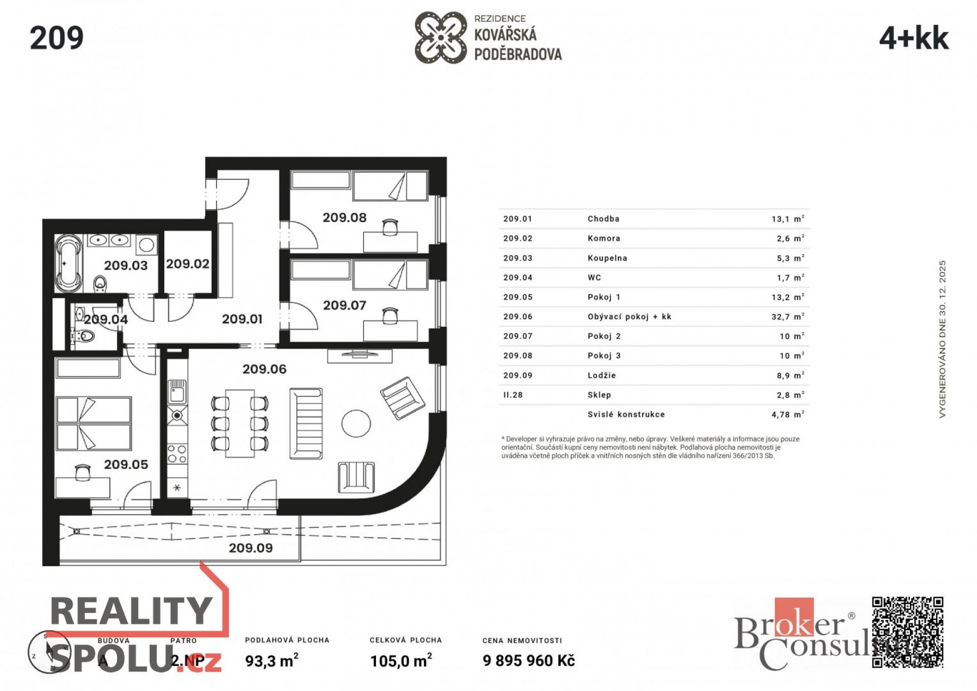 Prodej, byty/4+kk, 88.52 m2, Kovářská 330/10, Jižní Předměstí, 30100 Plzeň 3 [ID 80550]