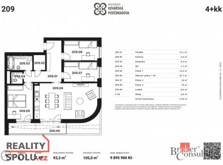 Prodej bytu, 4+kk, 88,52 m²