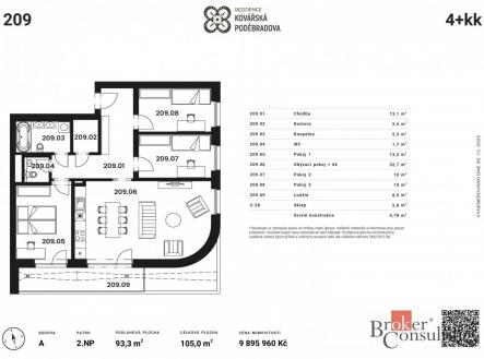 Prodej bytu, 4+kk, 88,52 m²