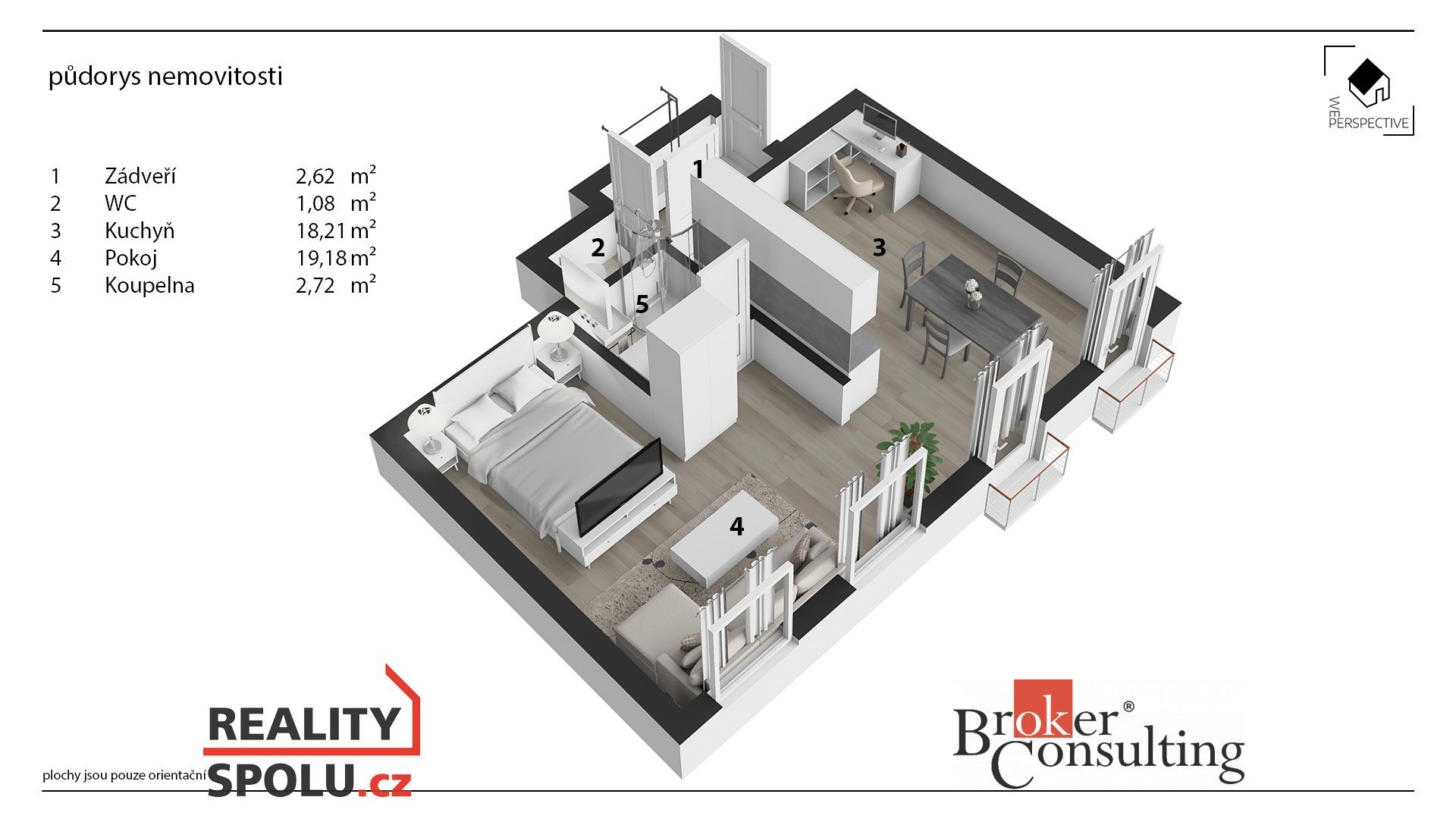 Prodej  bytu 2+kk, 44m² s balkónkem, v centru lázeňského města Poděbrady
