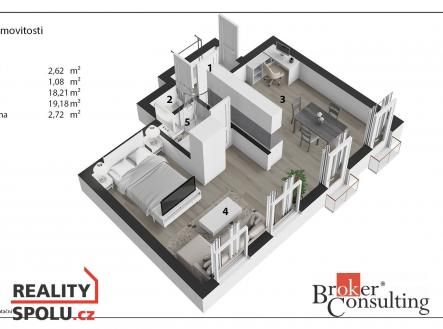 Prodej bytu, 2+kk, 44 m²