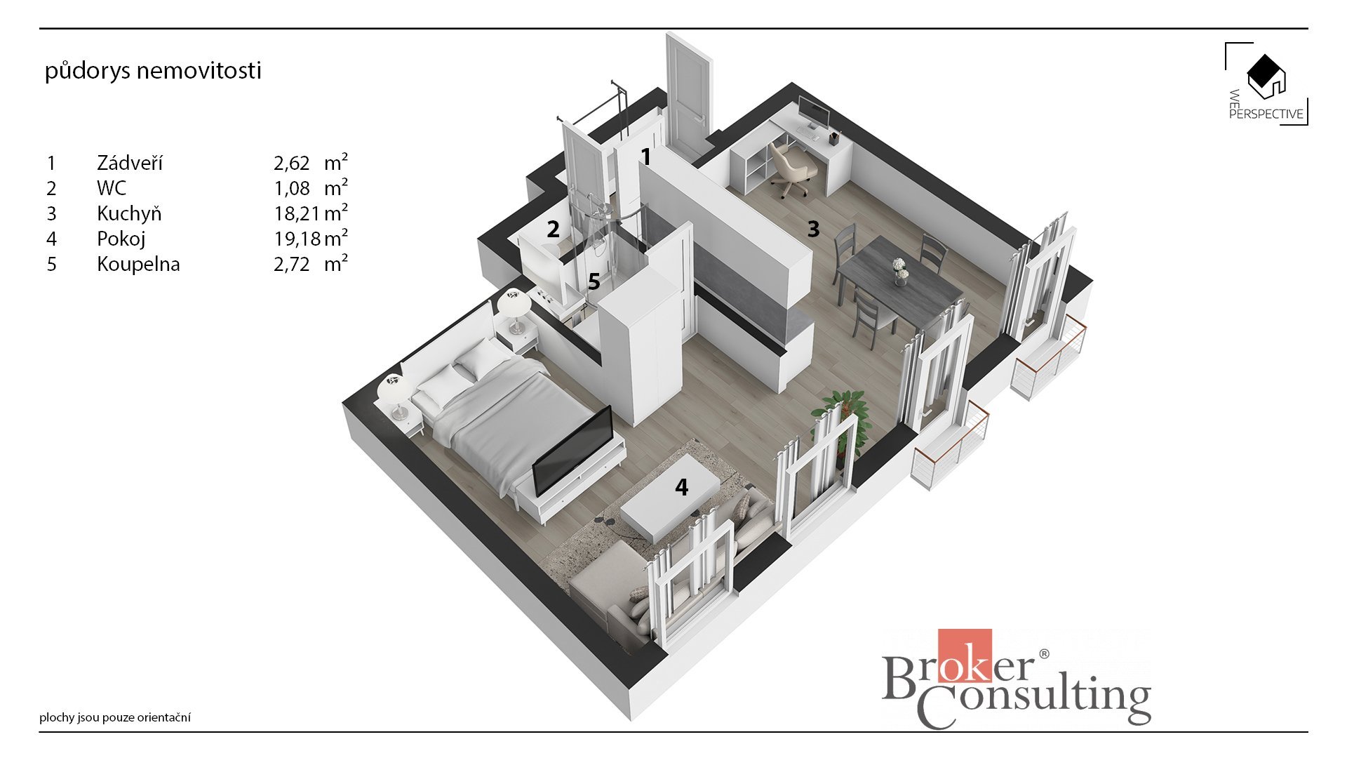 Prodej  bytu 2+kk, 44m² s balkónkem, v centru lázeňského města Poděbrady