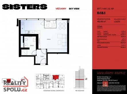 Prodej bytu, 1+kk, 48 m²