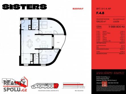 Prodej bytu, 3+kk, 106,35 m²