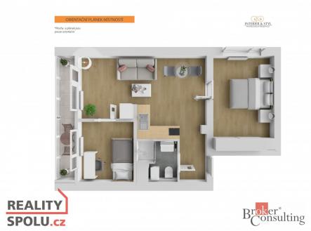 Pronájem bytu, 3+kk, 44 m²