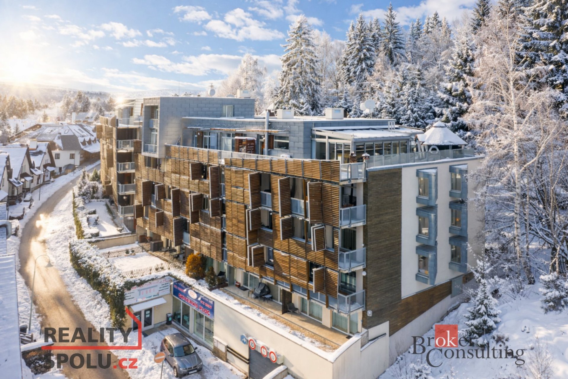 Apartmán 3+kk s terasou, 2 garážemi a výhledem – Harrachov