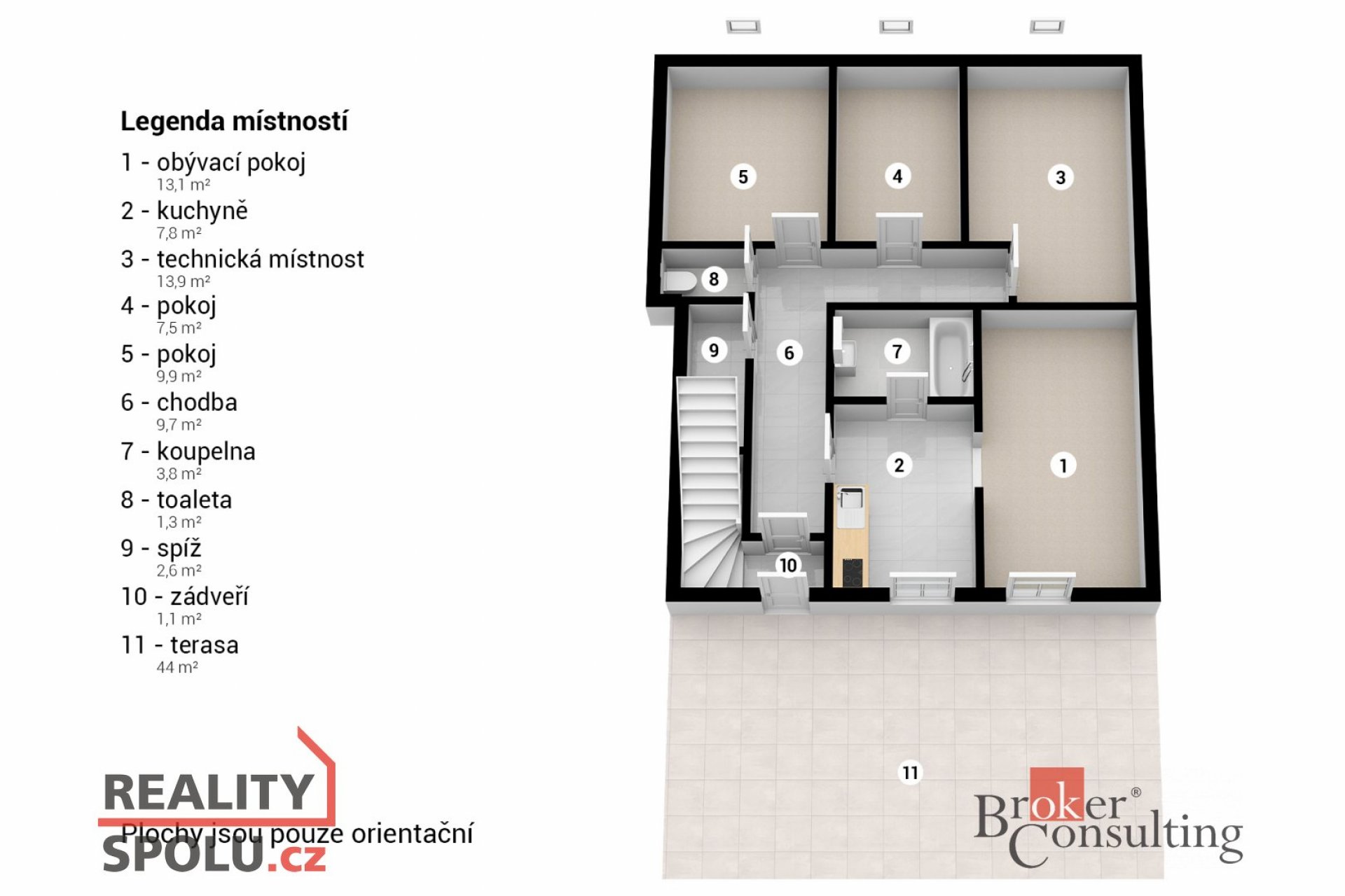 Prodej bytu 3+1 72 m² s terasou 44 m²