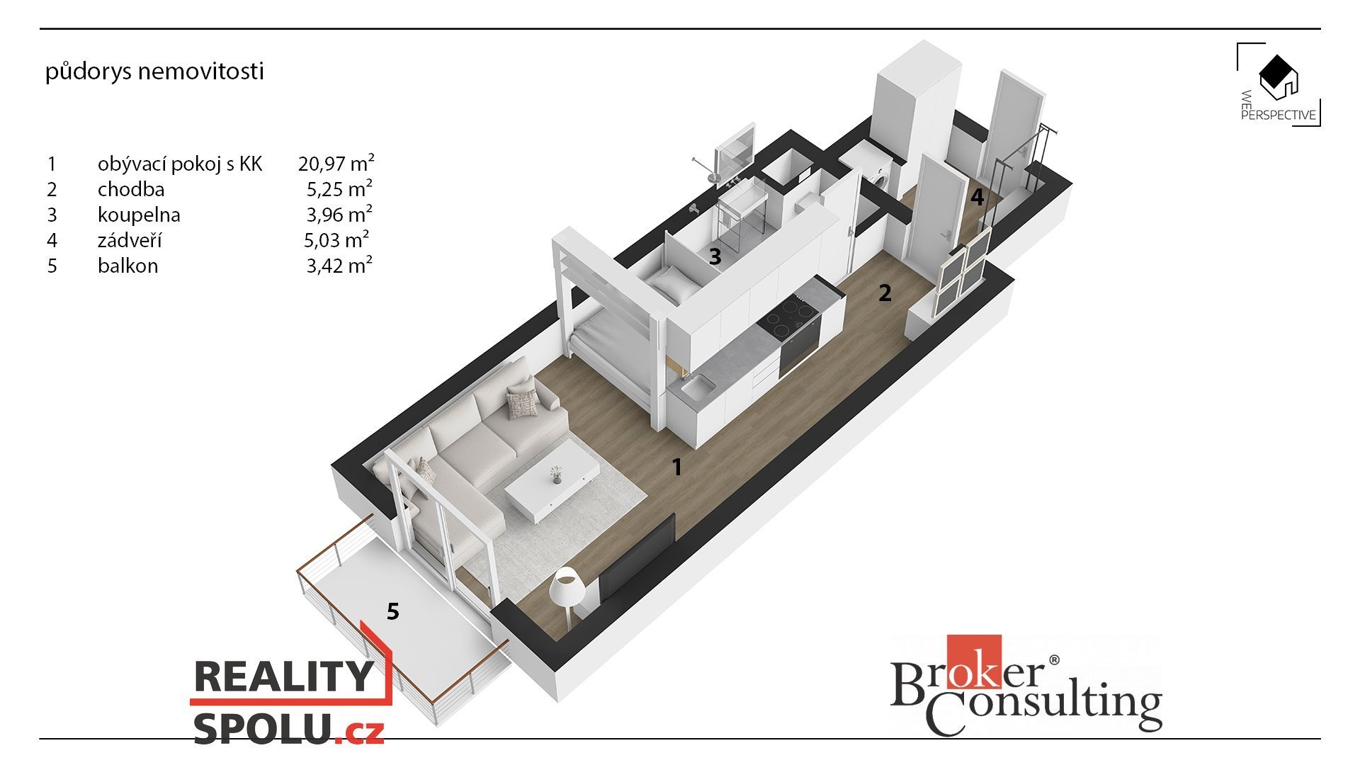 Nadstandardní 1+kk v novostavbě v Bartoňově ulici