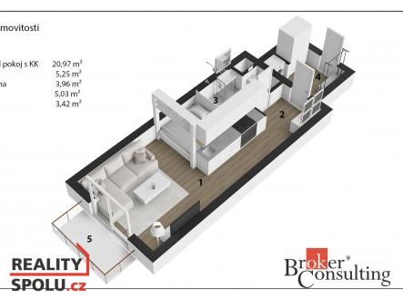 Pronájem bytu, 1+kk, 36 m²
