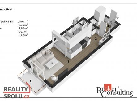 Pronájem bytu, 1+kk, 36 m²