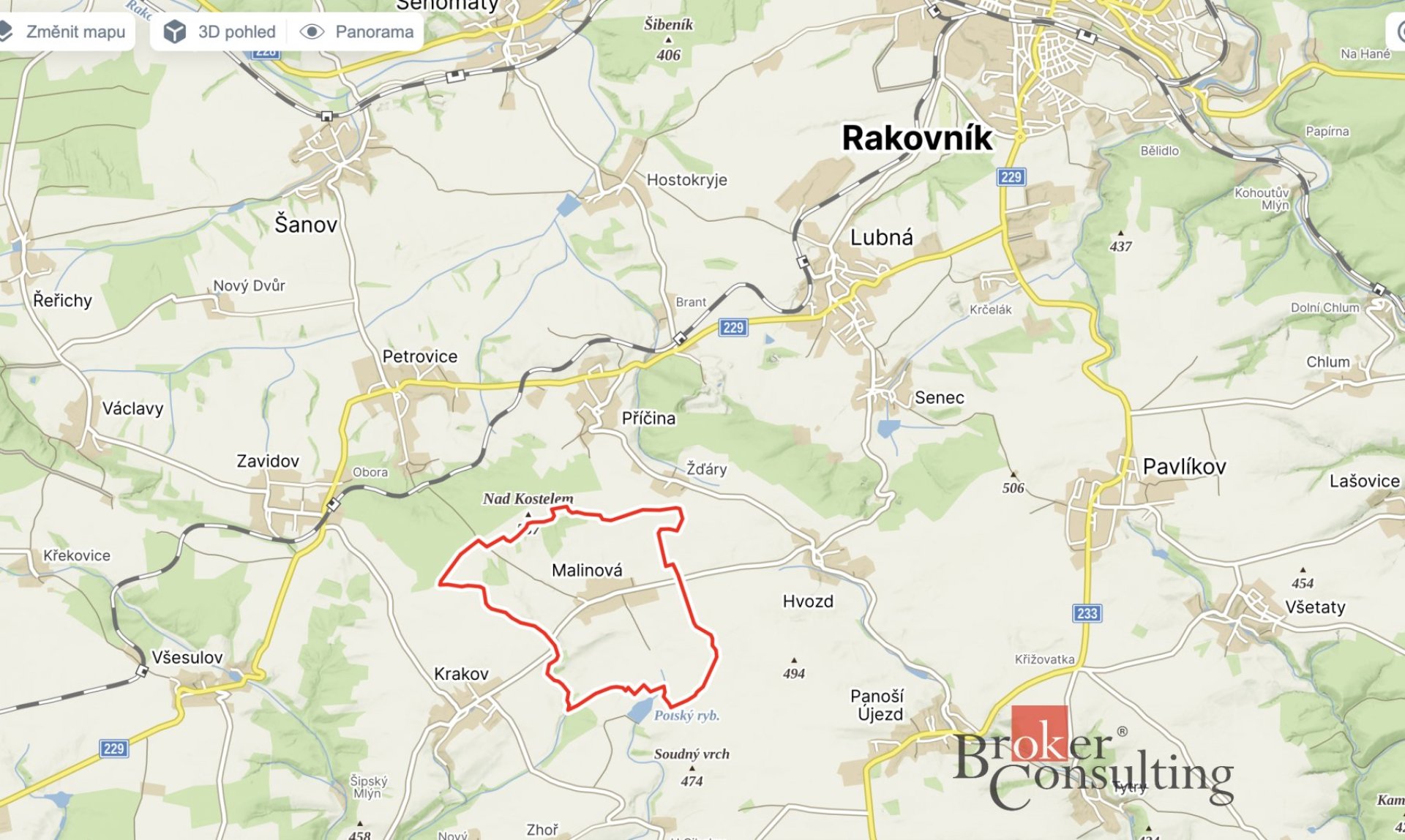 Prodej, pozemky/pole, 19592 m2, 27035 Malinová, Rakovník [ID 81095]
