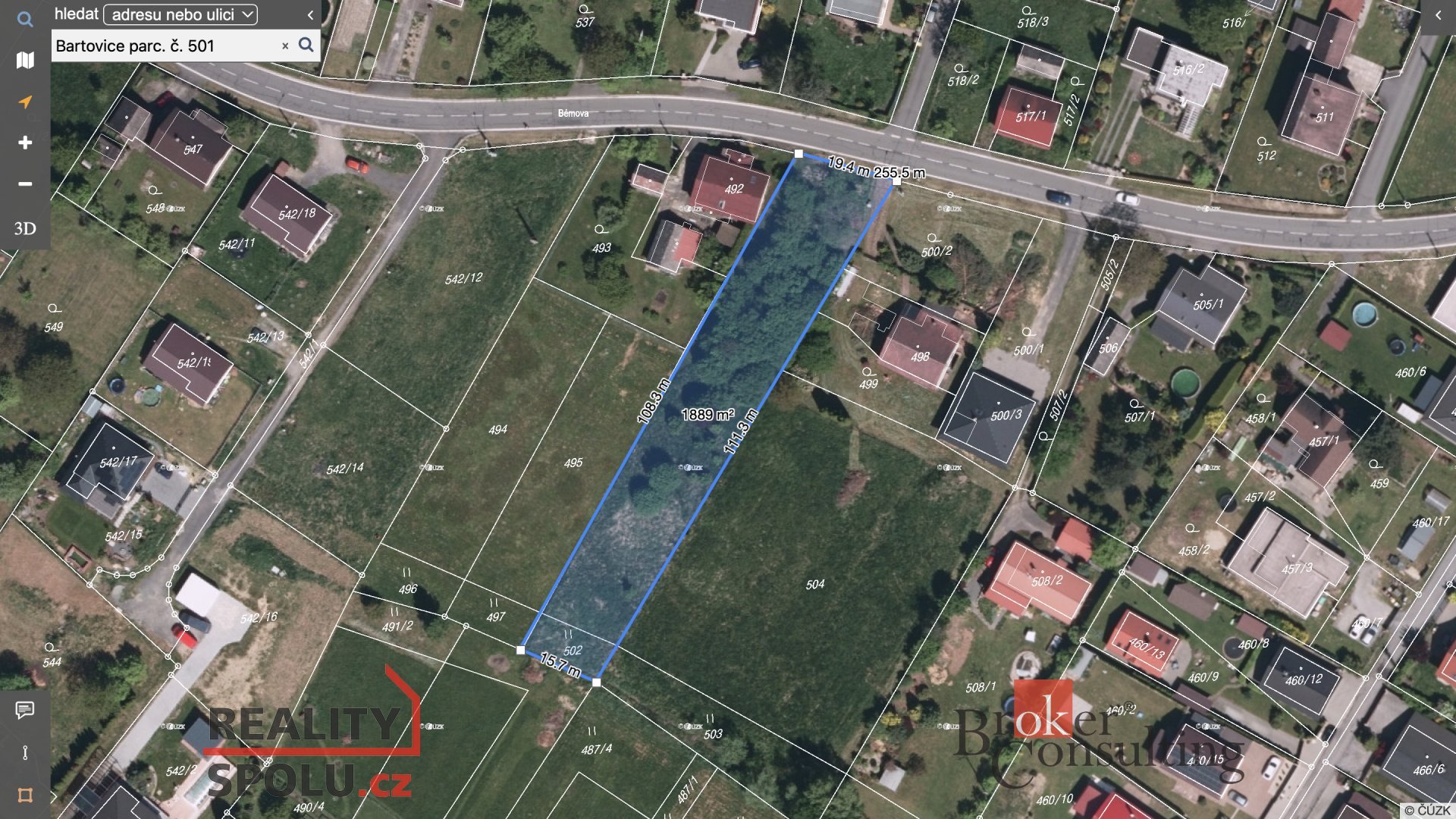 Prodej, pozemky/bydlení, 1900 m2, Bartovice , Radvanice a Bartovice [ID 80731]