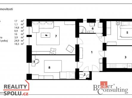 Prodej bytu, 2+kk, 56 m²