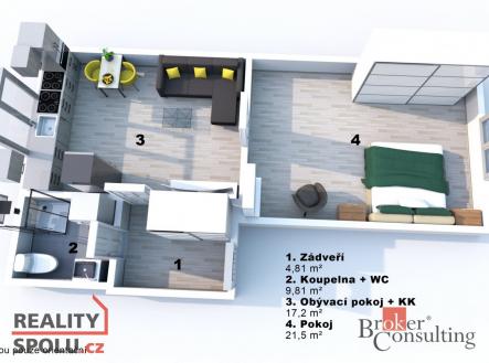 Prodej bytu, 2+1, 50 m²