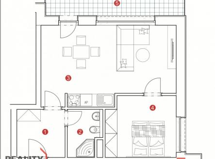 Pronájem bytu, 2+kk, 49 m²