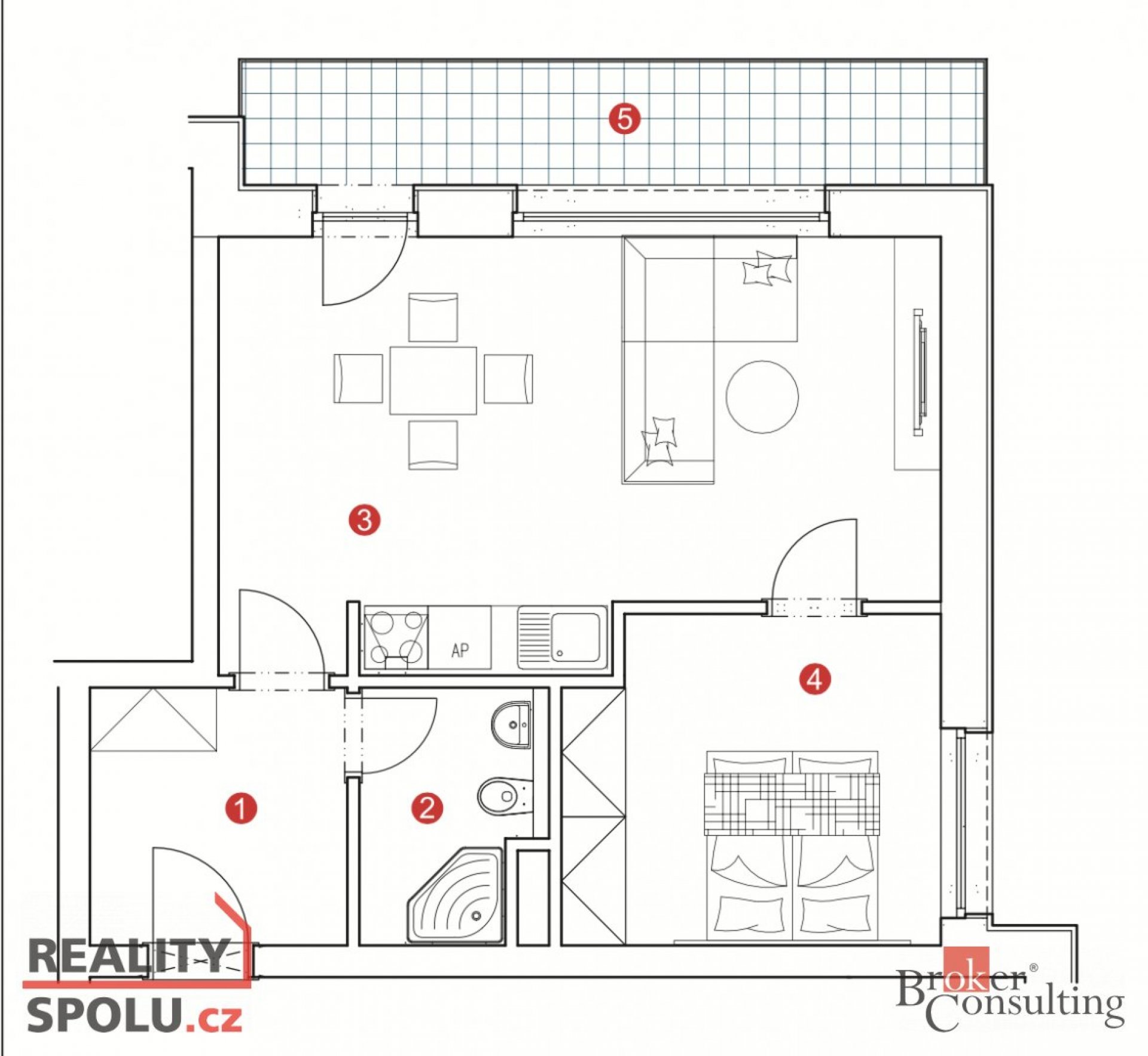 Pronájem, byty/2+kk, 49 m2, Husova 3326/2, 43801 Žatec, Louny [ID 82878]