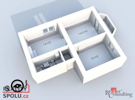 Pronájem bytu, 2+1, 49 m²