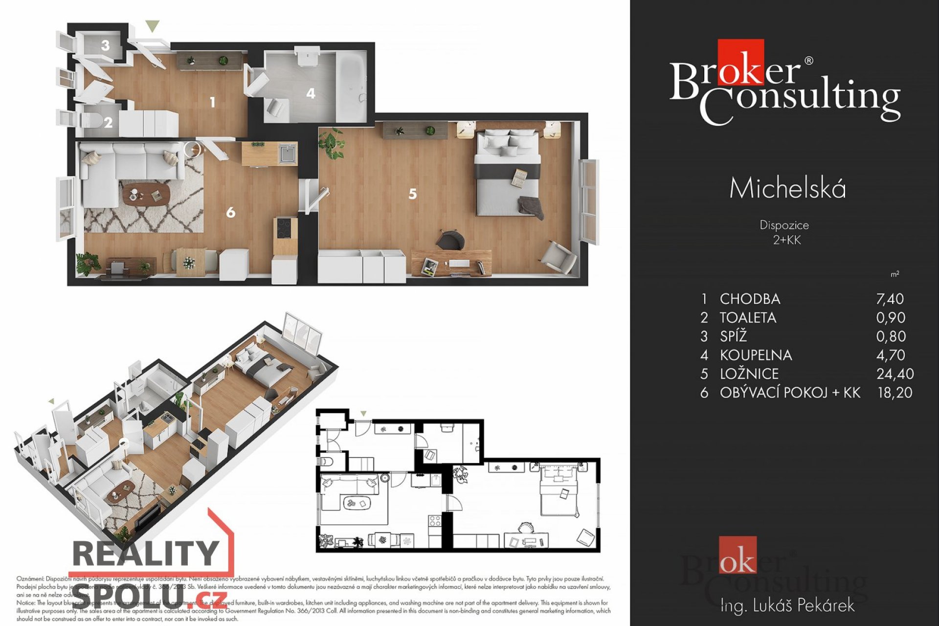 Prodej, byty/2+kk, 57.5 m2, Michelská 8/27, Michle, 14100 Praha 4 [ID 82877]