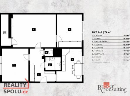 Prodej bytu, 3+1, 70 m²