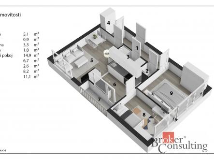 Prodej bytu, 3+1, 55 m²