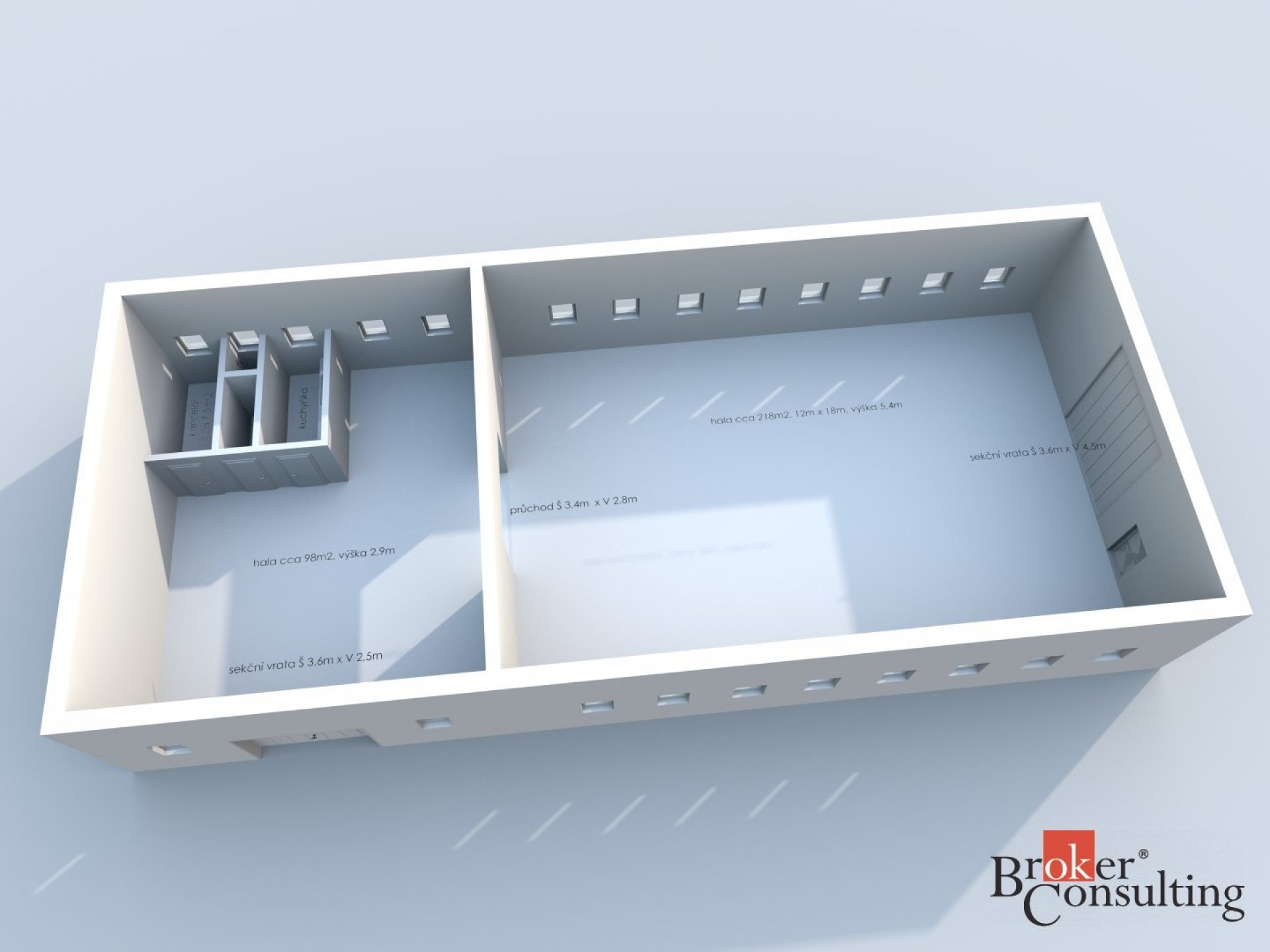 Pronájem výrobní hala, sklad, 330 m2, Hradec nad Moravicí, Opava, Ostrava
