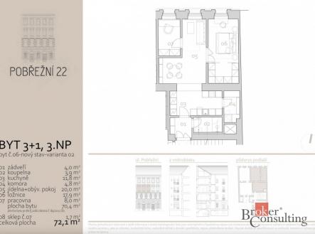 Prodej bytu, 3+kk, 70,4 m²