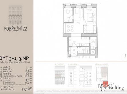 Prodej bytu, 3+kk, 70,4 m²