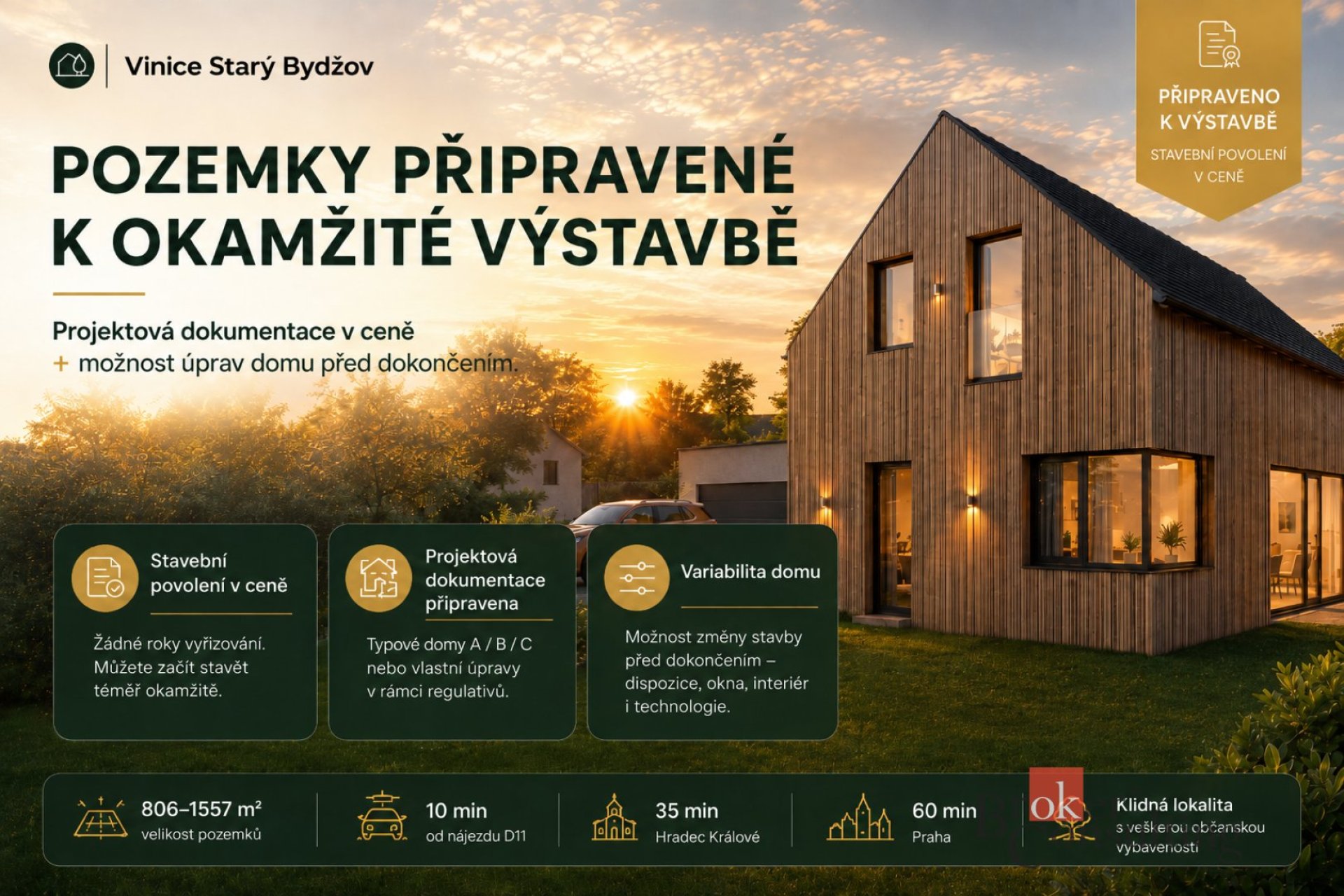 Prodej stavebních pozemků ve Starém Bydžově