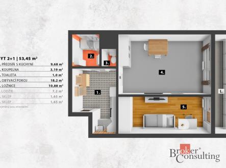 Prodej bytu, 2+1, 53 m²