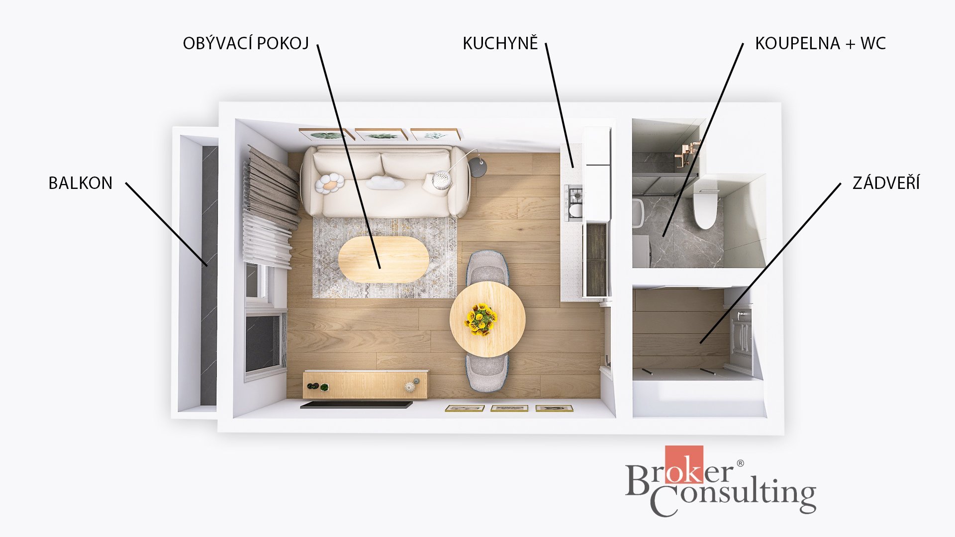 Pronájem, byty/1+kk, 37.7 m2, Čajkovského 1348/18, Nová Ulice, 77900 Olomouc, Olomouc [ID 84598]