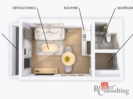 Pronájem bytu, 1+kk, 37,7 m²