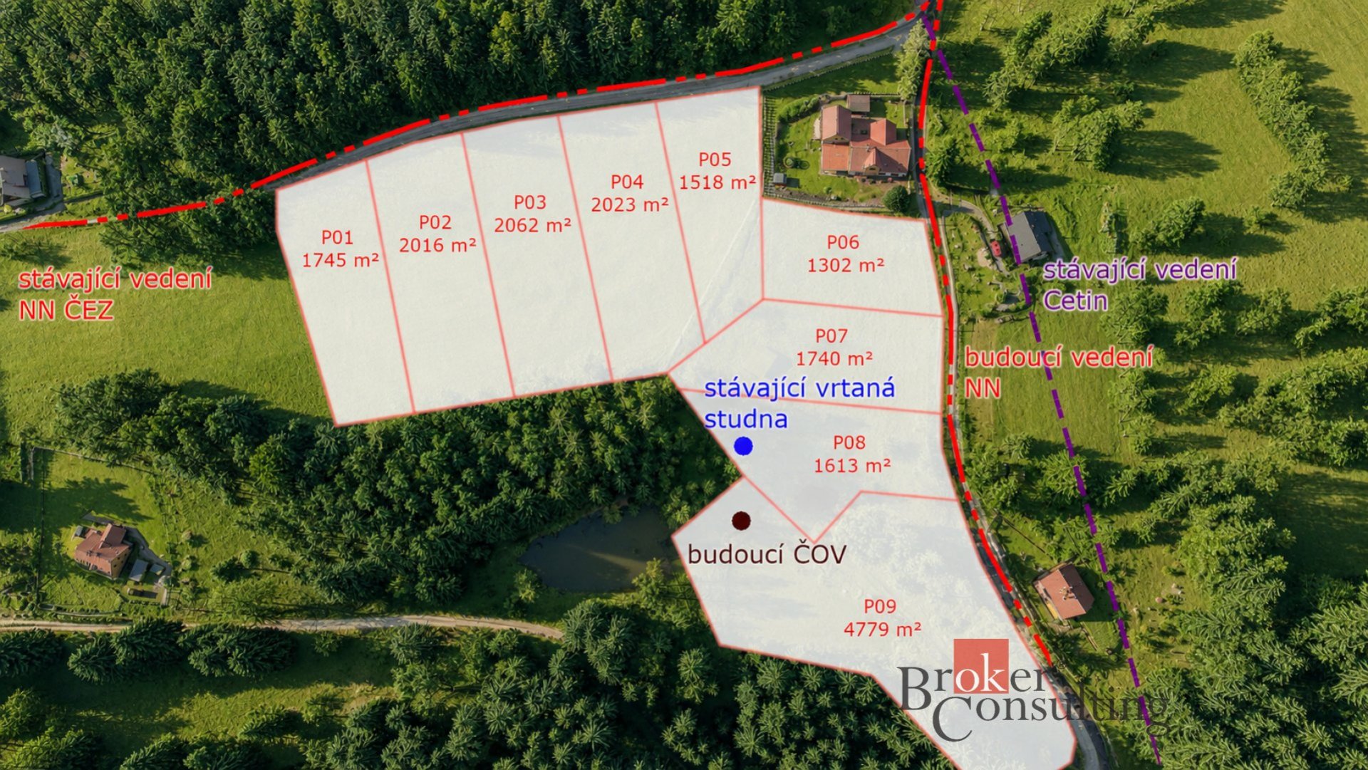 Stavební pozemek P08 o výměře 1 613 m² v krásné a klidné lokalitě Nový Fojtov u Karlových Varů, kata