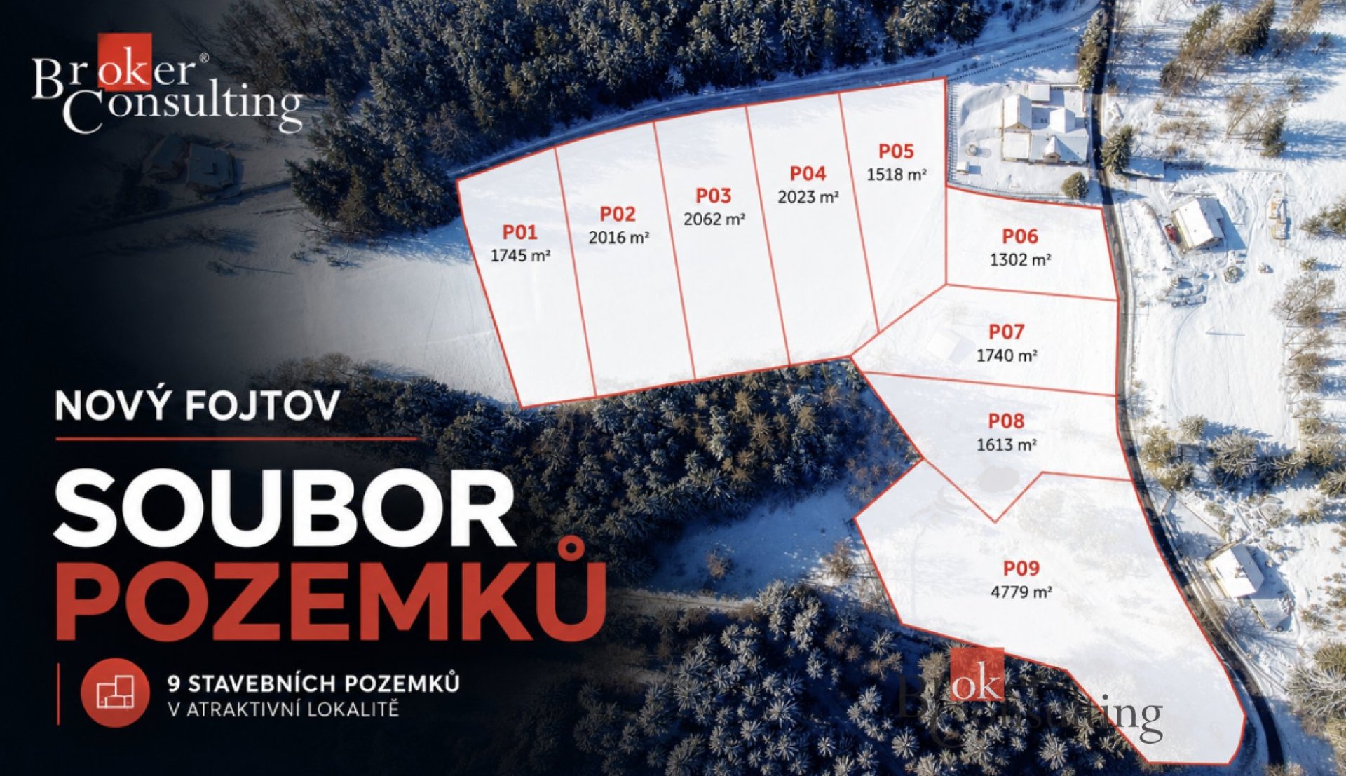 Soubor 9 slunných stavebních pozemků jen 10 minut od Karlových Varů