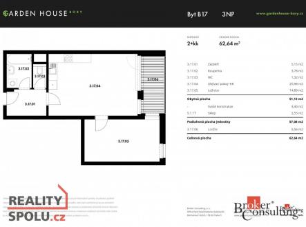 Pronájem bytu, 2+kk, 63 m²