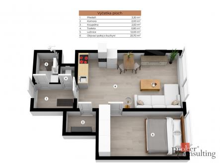 Pronájem bytu, 2+kk, 41 m²