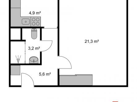 Pronájem bytu, 1+1, 36,3 m²