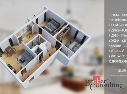 Prodej bytu, 3+1, 72 m²