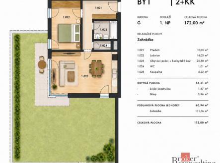 Pronájem bytu, 2+kk, 55 m²