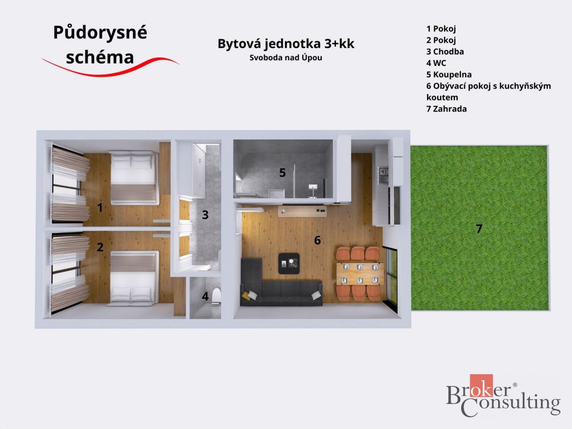 Zcela nový vybavený byt 3+KK, Svoboda nad Úpou s předzahrádkou, komorou a 2 parkovacími stáními